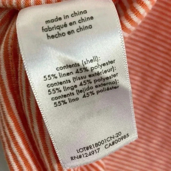 Onia linen blend striped polo T-shirt L - Picture 2 of 4